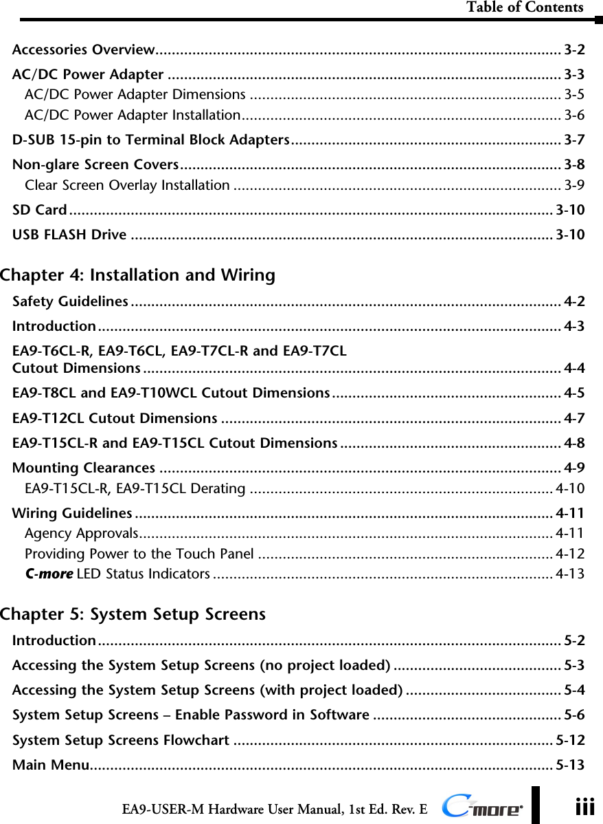 Page 3 of 8 - C-more Hardware User Manual Table Of Contents