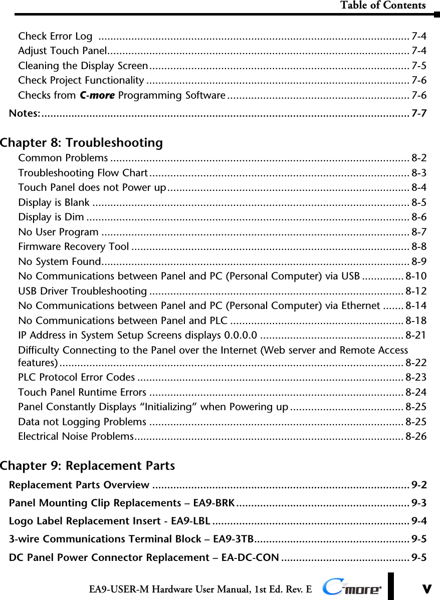 Page 5 of 8 - C-more Hardware User Manual Table Of Contents
