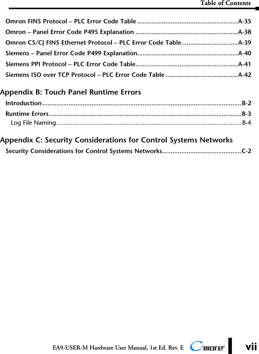 Page 7 of 8 - C-more Hardware User Manual Table Of Contents