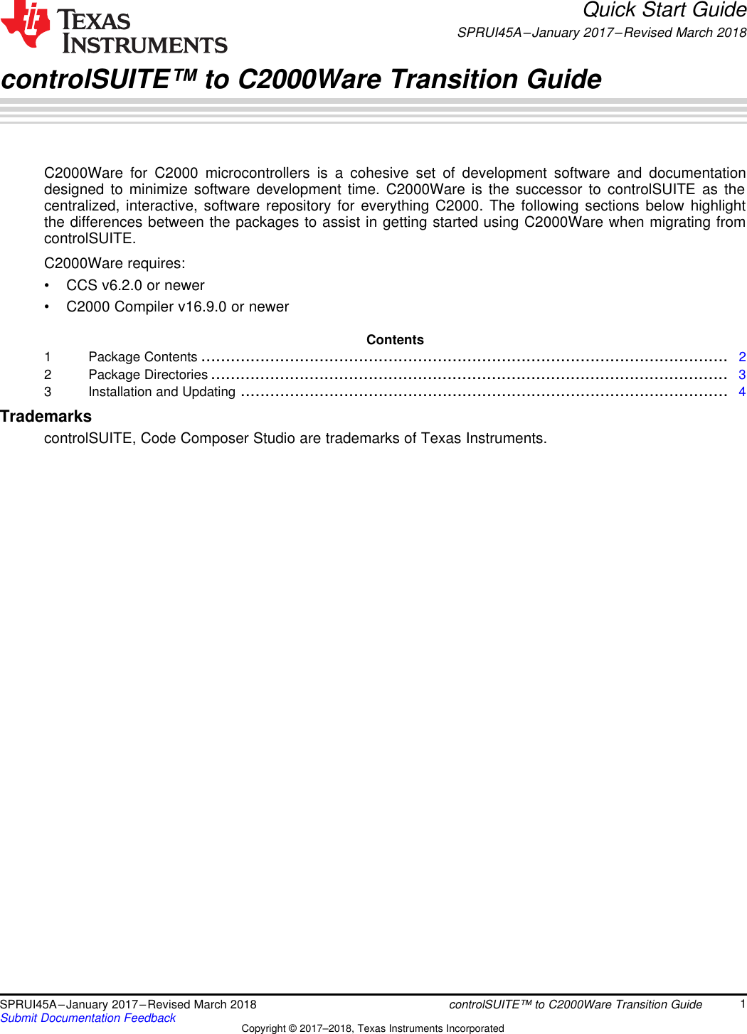 Controlsuite To C2000ware Transition Guide Rev A Control Suite