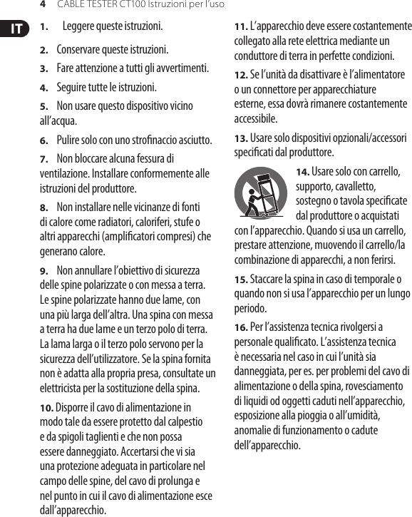 Page 4 of 11 - CABLE ER CT100 Behringer User Manual (Italian) M It