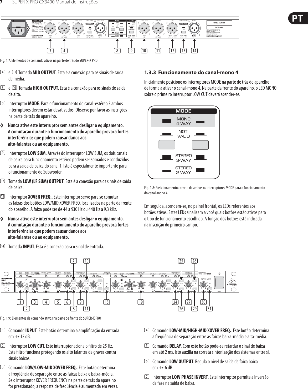 Page 7 of 12 - SUPER-X PRO CX3400 Behringer User Manual (Portuguese) P0100 M Pt