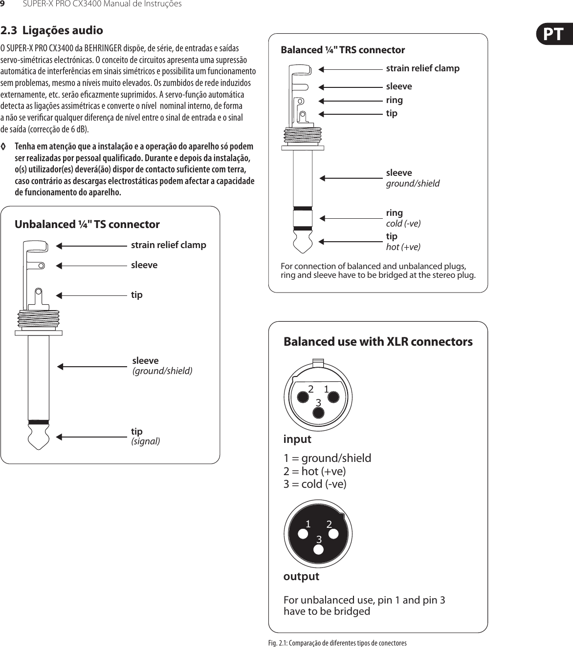 Page 9 of 12 - SUPER-X PRO CX3400 Behringer User Manual (Portuguese) P0100 M Pt
