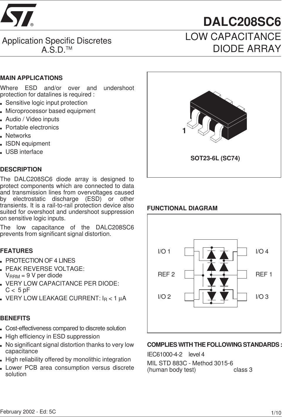 Page 1 of 11 - DALC208SC6 - Datasheet. Www.s-manuals.com. St