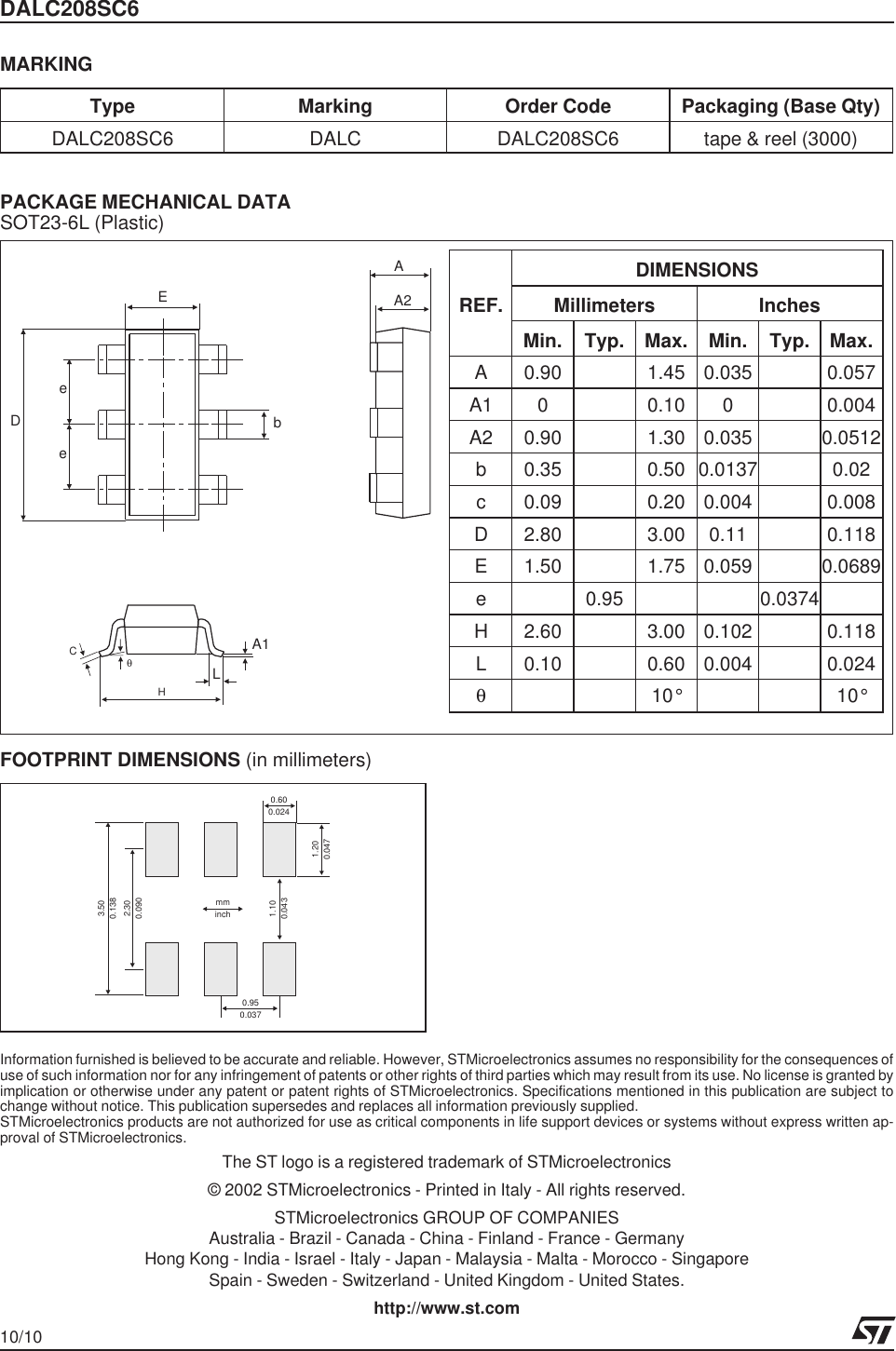 Page 10 of 11 - DALC208SC6 - Datasheet. Www.s-manuals.com. St