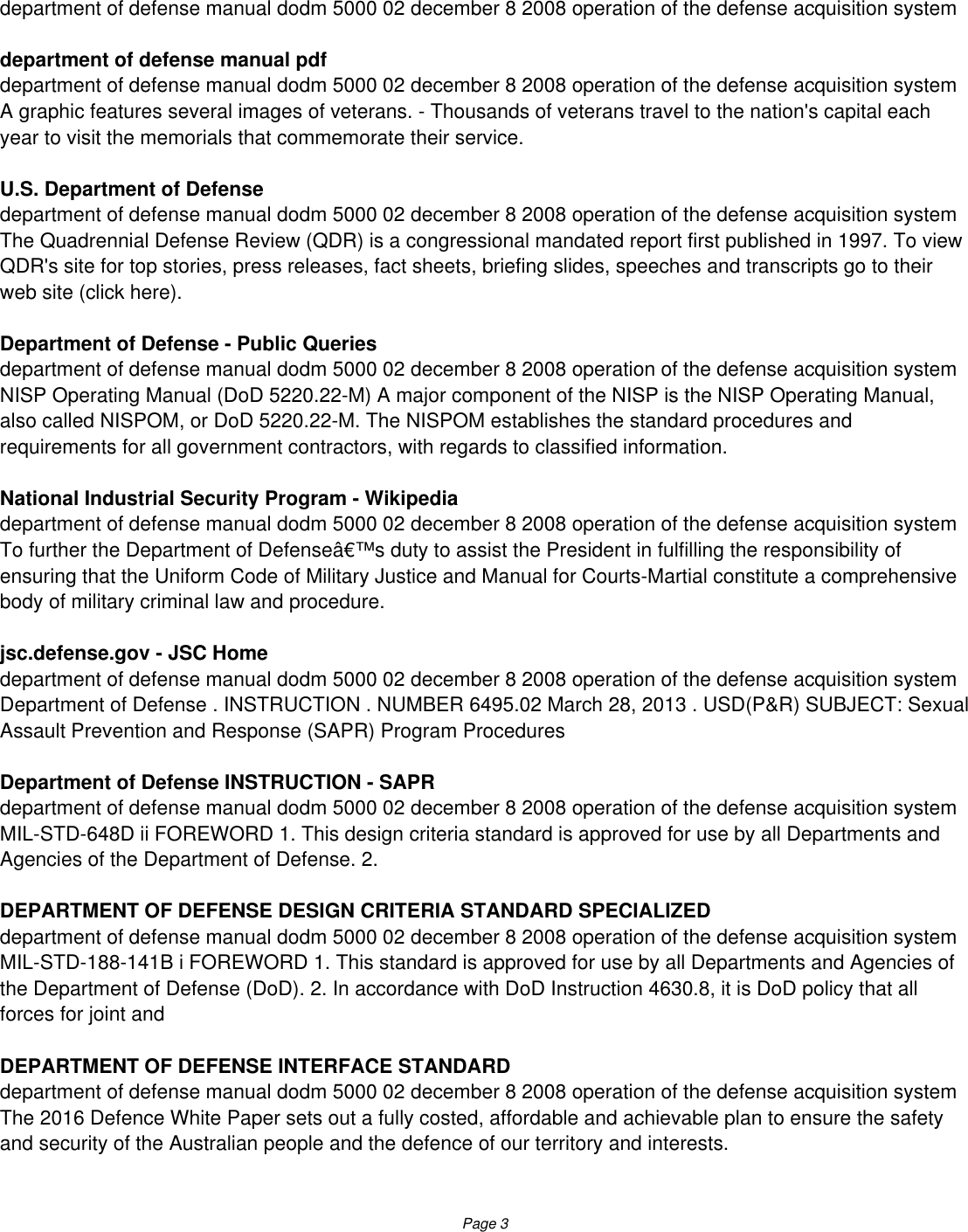 Page 3 of 8 - Department Of Defense Manual Dodm 5000 02 December 8 2008 Operation The Acquisition System