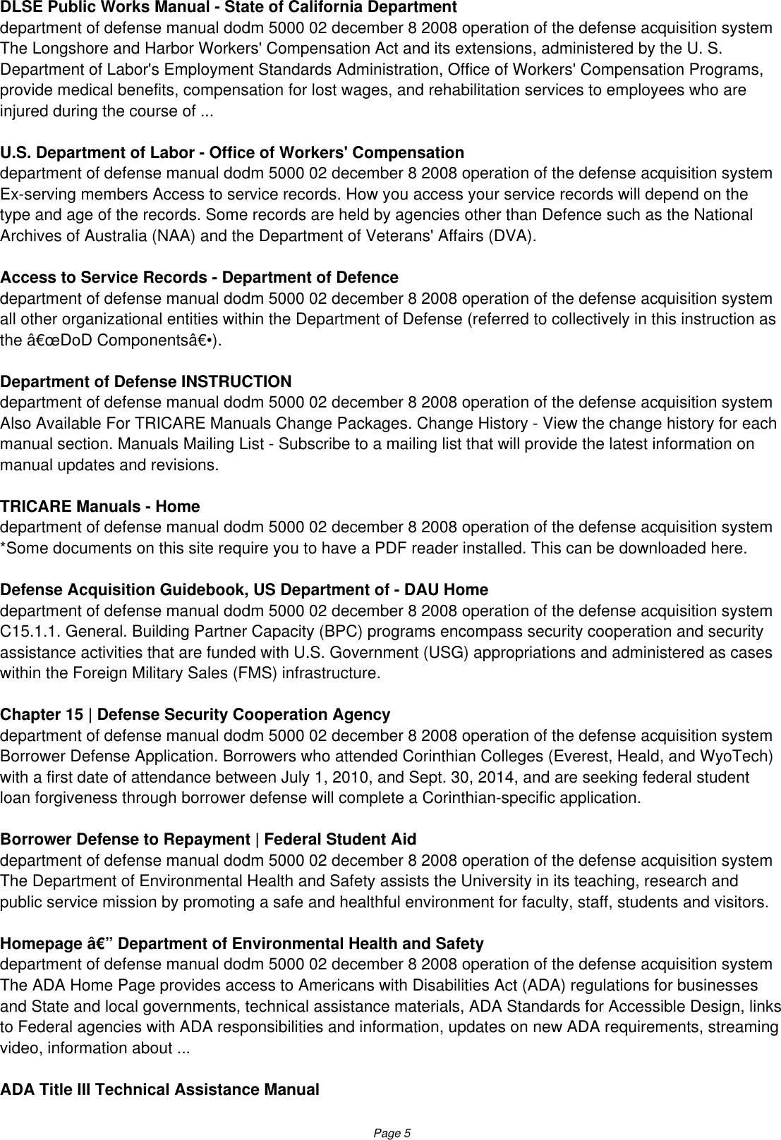 Page 5 of 8 - Department Of Defense Manual Dodm 5000 02 December 8 2008 Operation The Acquisition System