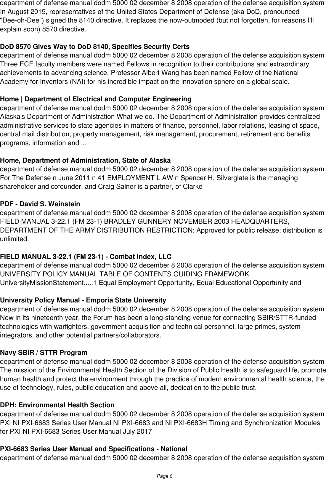 Page 6 of 8 - Department Of Defense Manual Dodm 5000 02 December 8 2008 Operation The Acquisition System