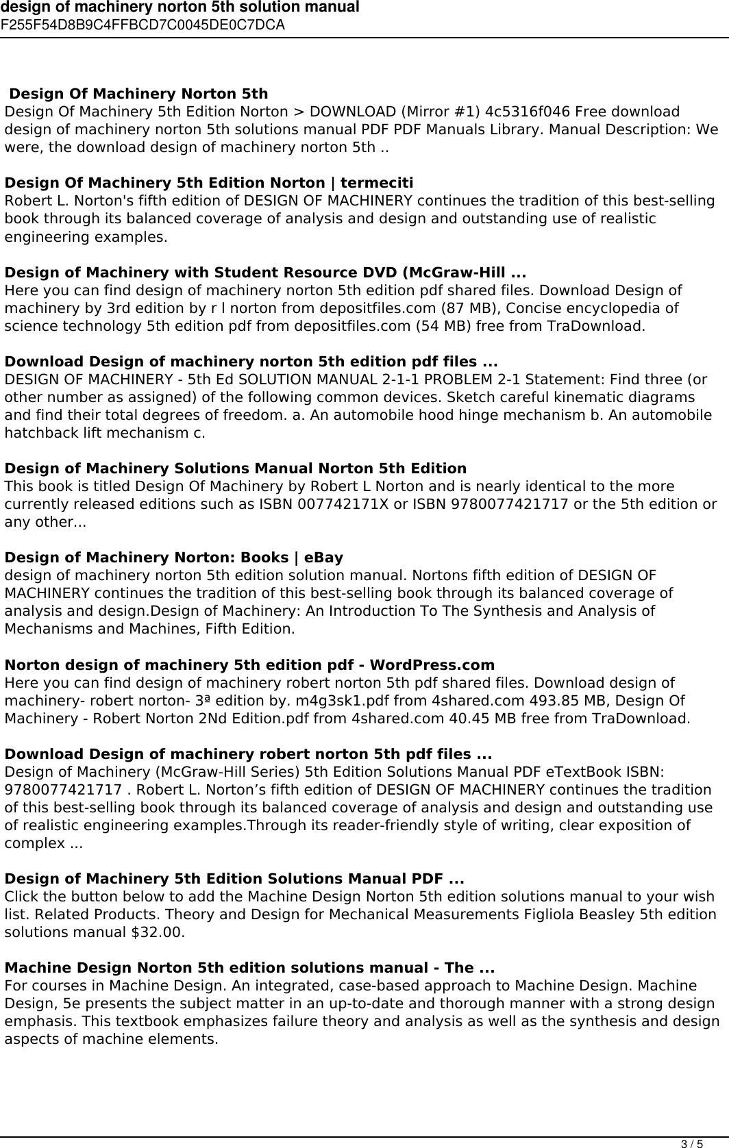 Page 3 of 5 - Design Of Machinery Norton 5th Solution Manual Pdf