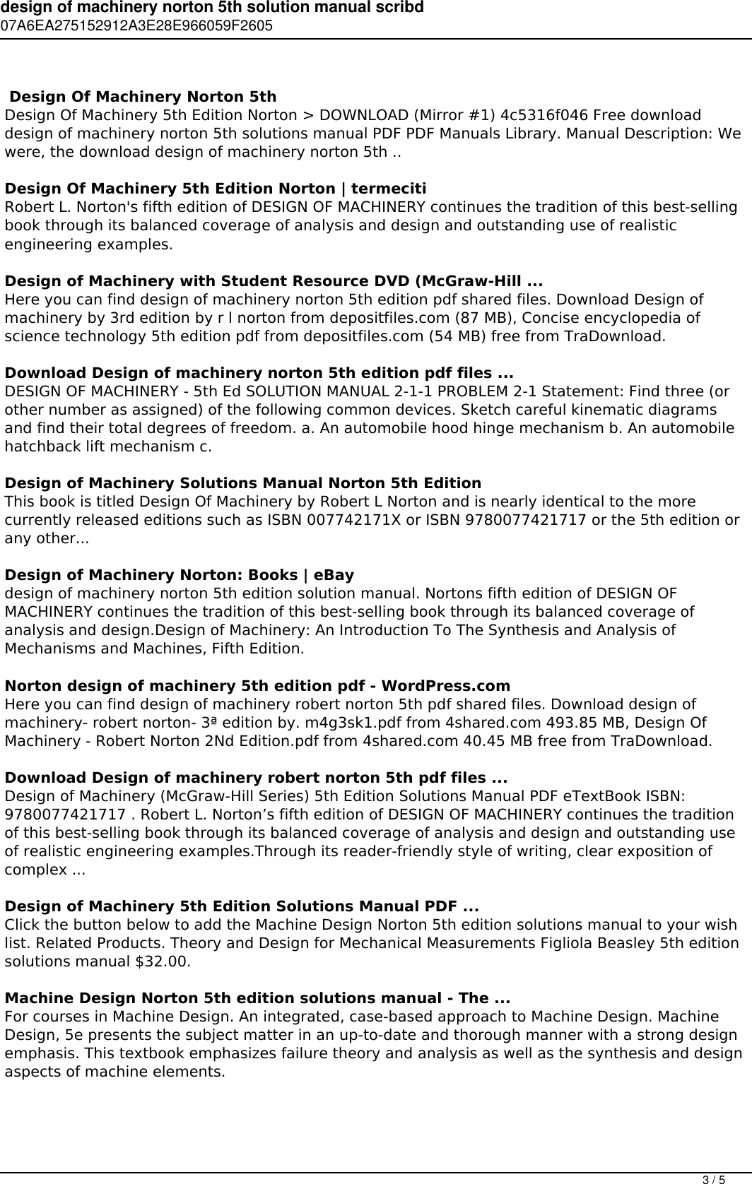 Page 3 of 5 - Design Of Machinery Norton 5th Solution Manual Scribd