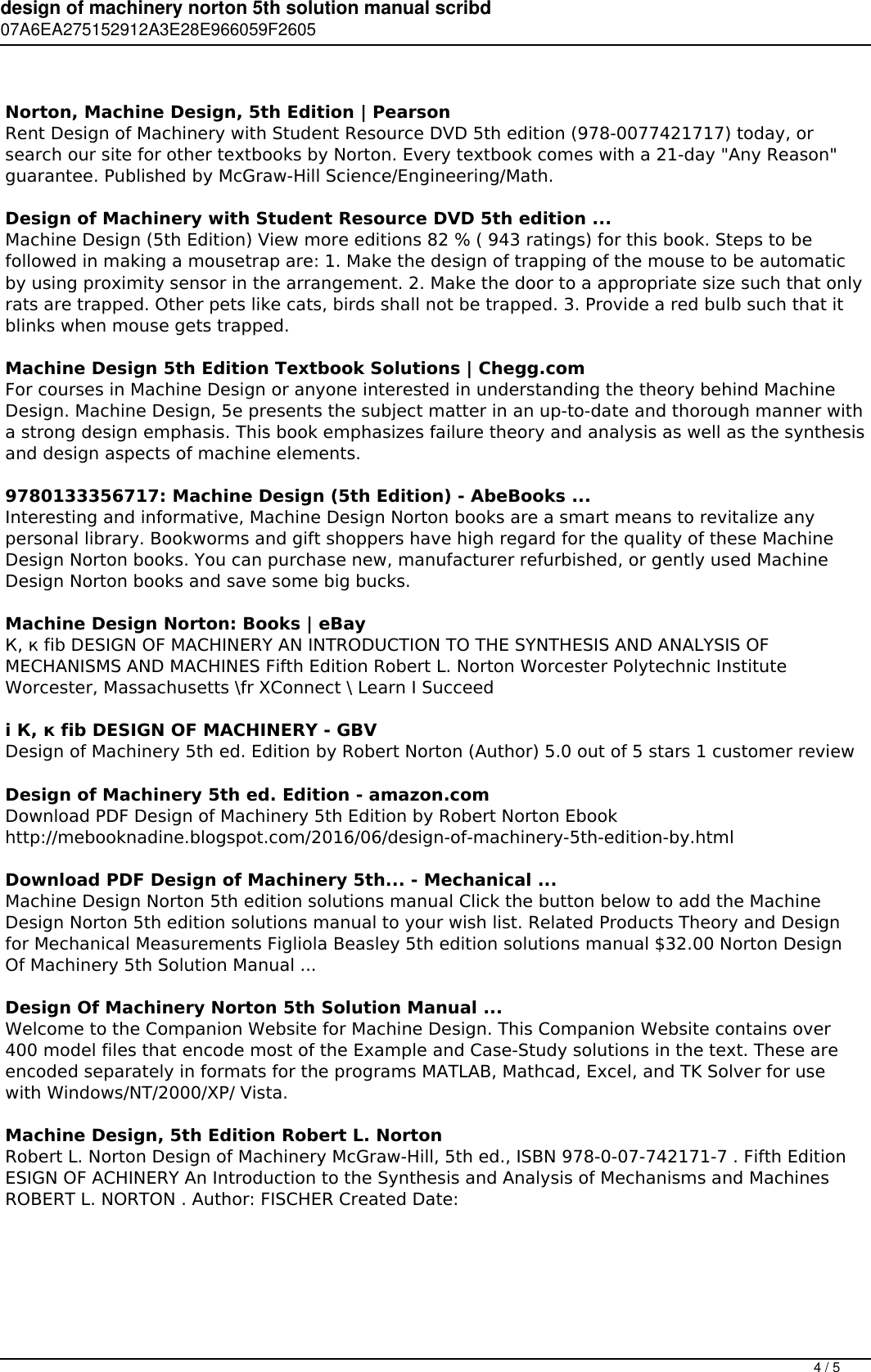 Page 4 of 5 - Design Of Machinery Norton 5th Solution Manual Scribd