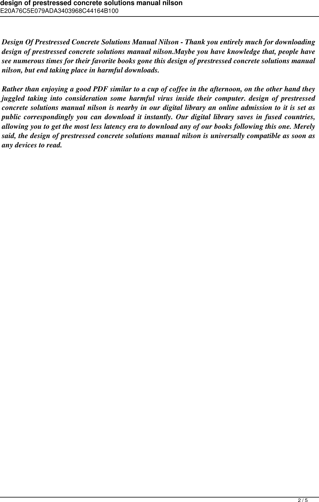 Page 2 of 5 - Design Of Prestressed Concrete Solutions Manual Nilson