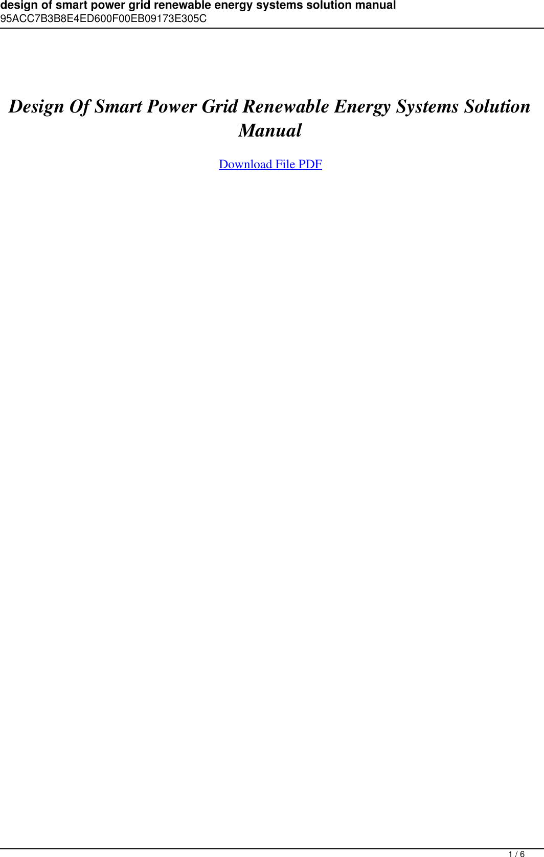 Page 1 of 6 - Design Of Smart Power Grid Renewable Energy Systems Solution Manual