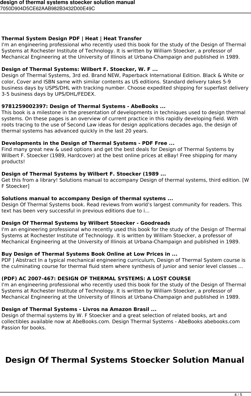 Page 4 of 5 - Design Of Thermal Systems Stoecker Solution Manual