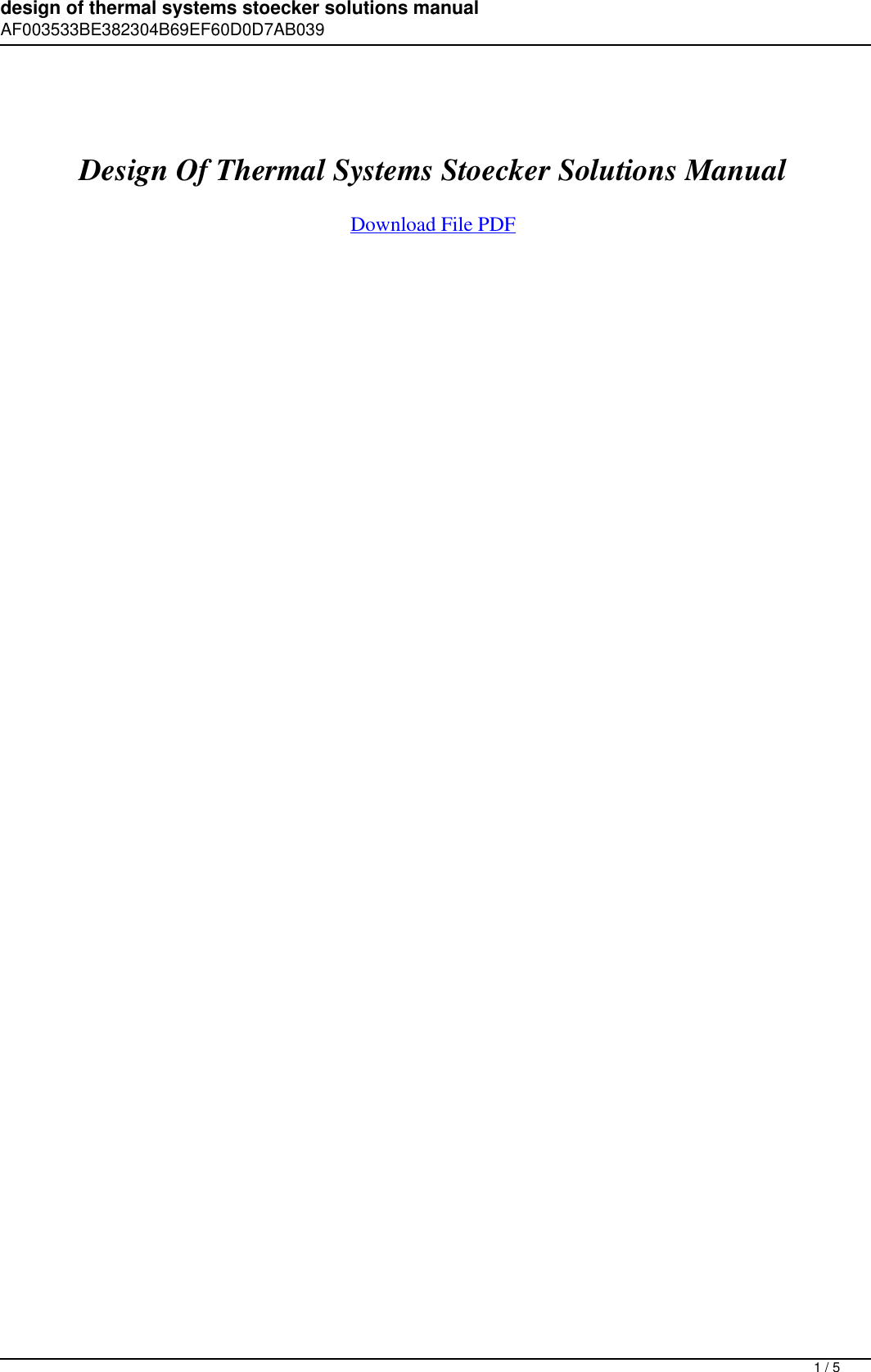 Page 1 of 5 - Design Of Thermal Systems Stoecker Solutions Manual