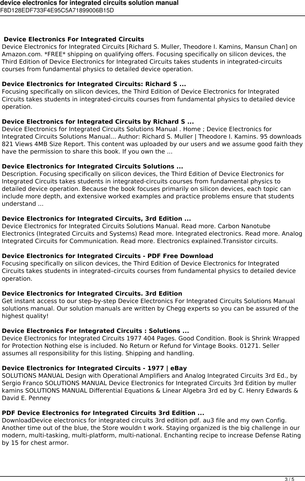 Page 3 of 5 - Device Electronics For Integrated Circuits Solution Manual Pdf