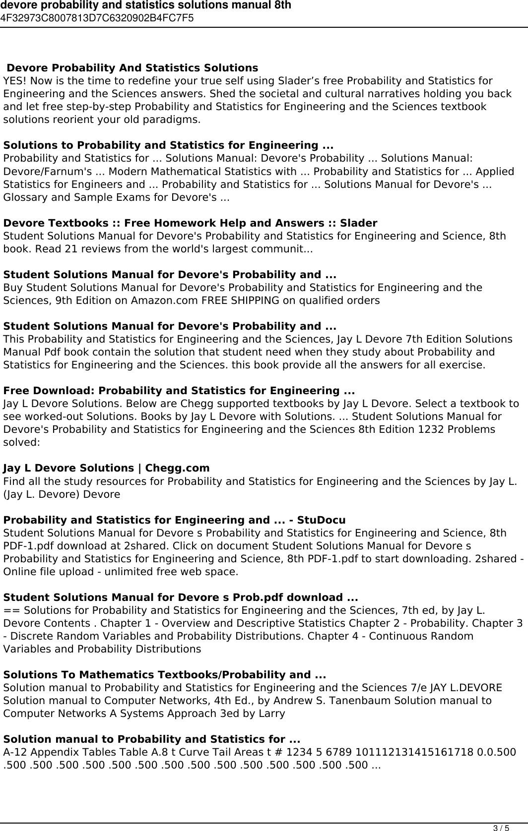 Page 3 of 5 - Devore Probability And Statistics Solutions Manual 8th