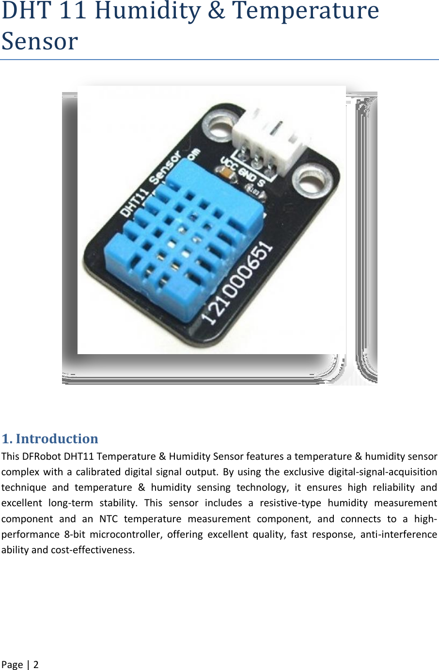 Page 2 of 10 - DHT11 - Datasheet. Www.s-manuals.com. D-robotics