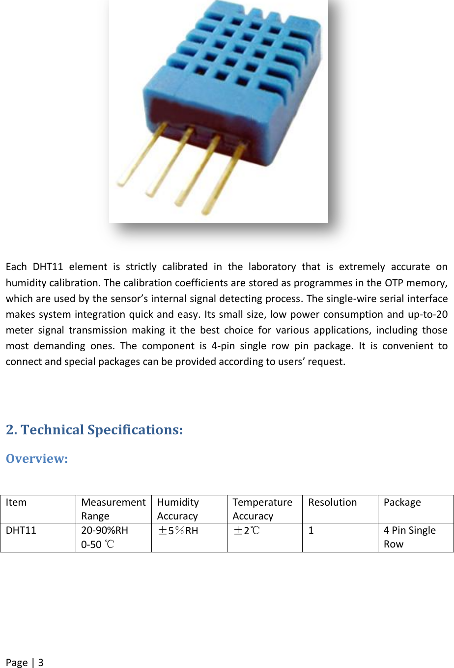 Page 3 of 10 - DHT11 - Datasheet. Www.s-manuals.com. D-robotics