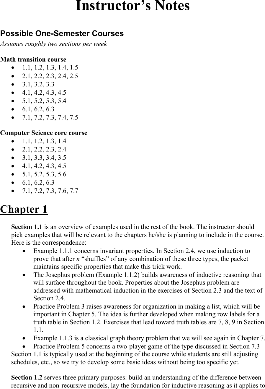 Page 1 of 7 - Section 1 Discrete Instructors Guide