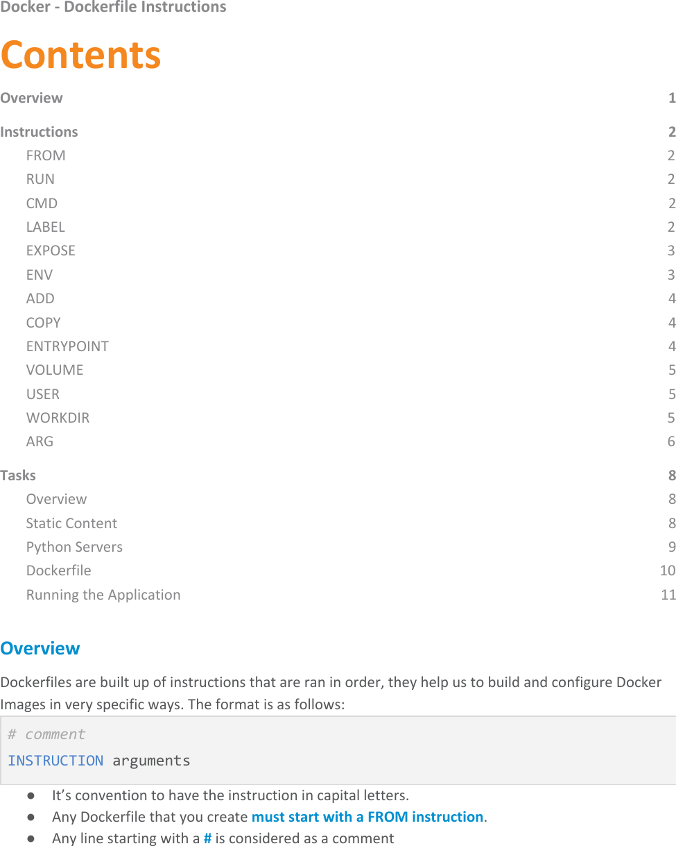 Page 2 of 12 - Docker 04 Dockerfile Instructions Handout