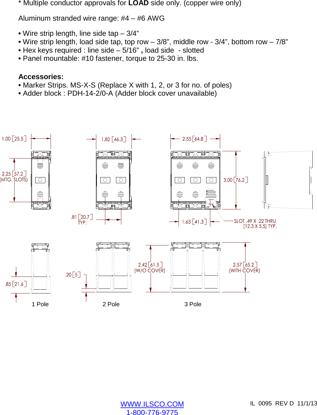 Page 3 of 3 - Instructions –Data Sheet PDH-14-2/0-X S-Ilsco-Reference-Power-Distribution-Block-Product Data Sheets-PDH-14-20-X