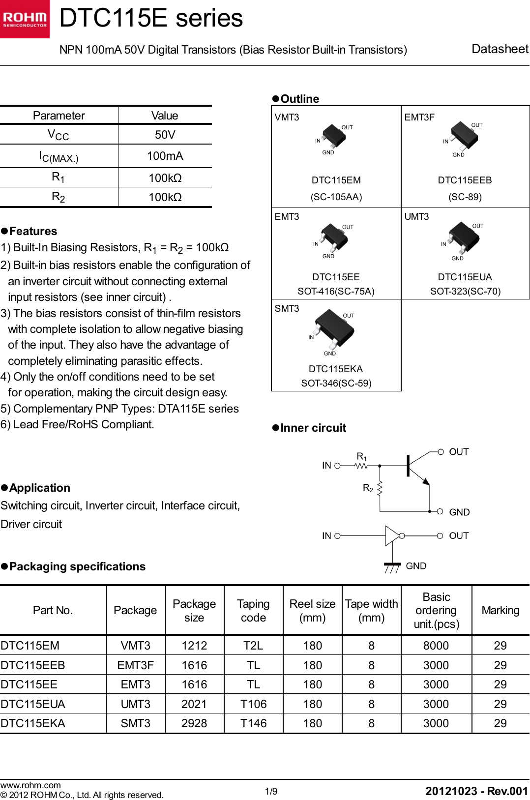Page 1 of 11 - DTC115E Series - Datasheet. Www.s-manuals.com. Rohm