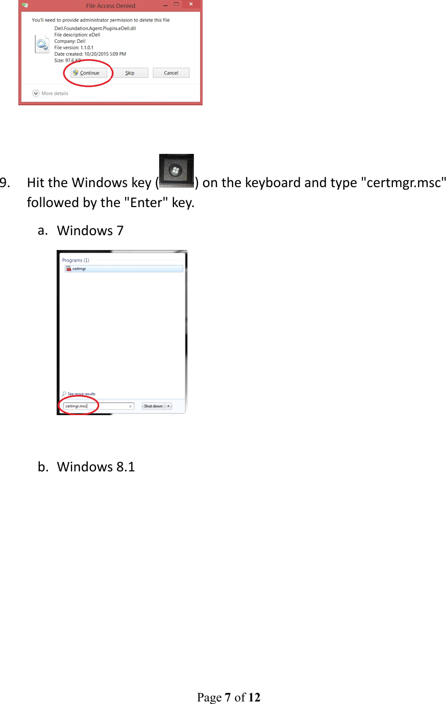 Page 7 of 12 - E Dell Root Cert Removal Instructions