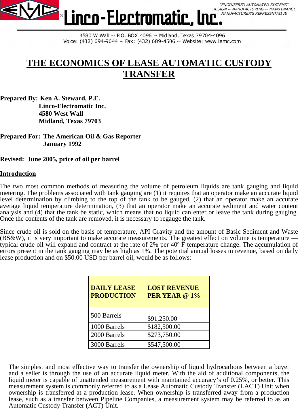 Page 1 of 5 - Economics Of Custody Transfer White Paper Economics-of-custody-transfer Technical-paper