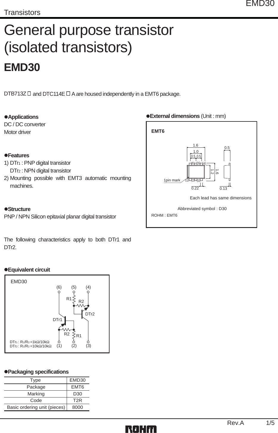 Page 1 of 7 - EMD30 - Datasheet. Www.s-manuals.com. Rohm