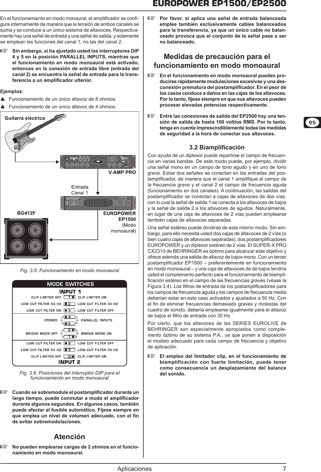 Page 7 of 10 - Behringer EP2500 User Manual (Spanish) P0183 M Es