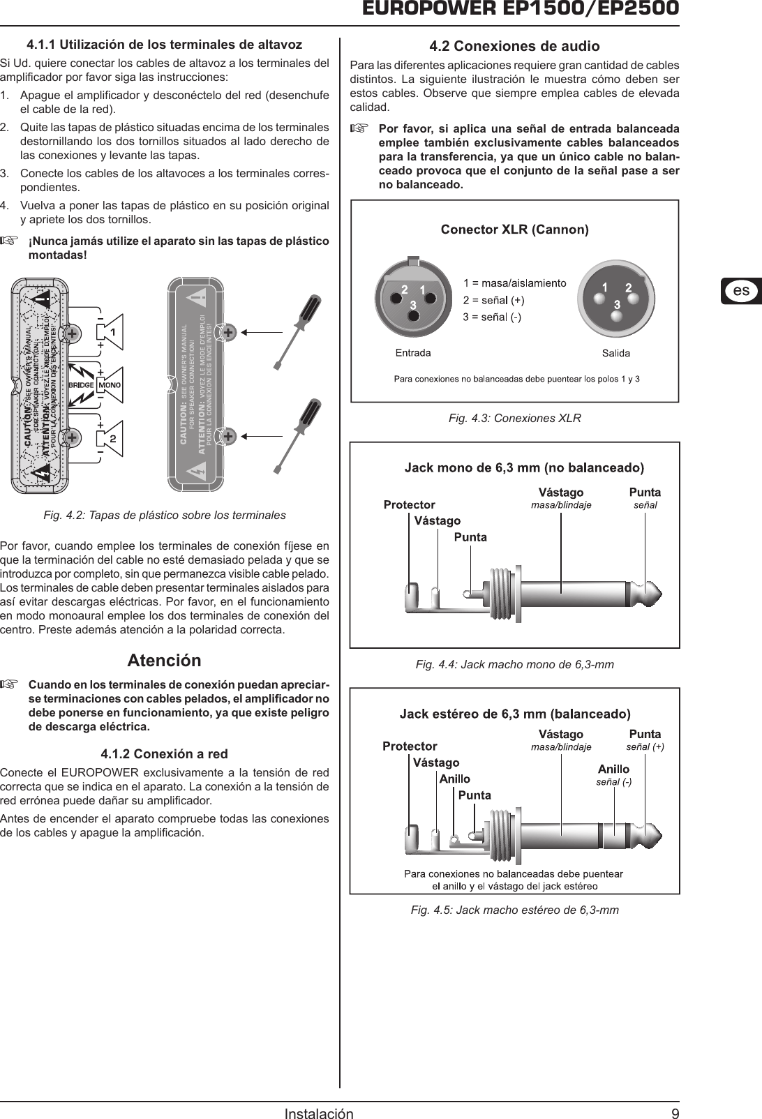 Page 9 of 10 - Behringer EP2500 User Manual (Spanish) P0183 M Es