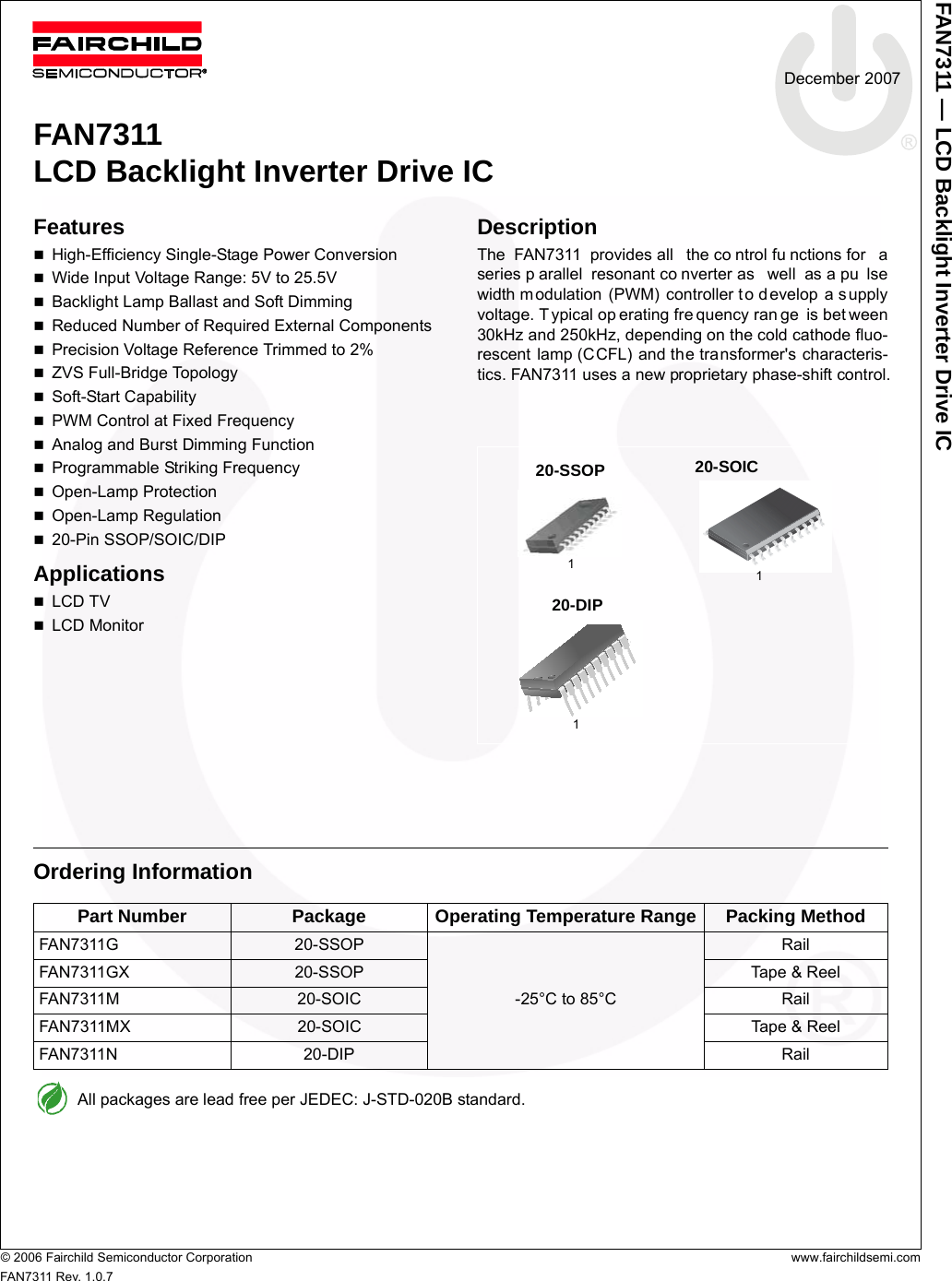 FAN7311 Datasheet. Www.s manuals.com. R1.0.7 Fairchild