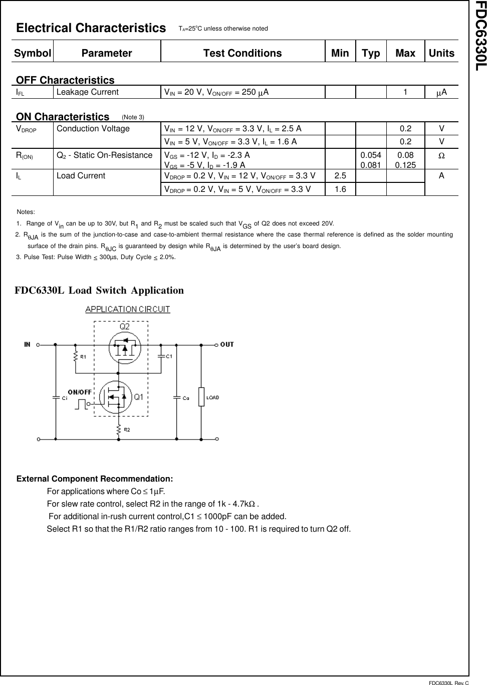 Page 2 of 5 - FDC6330L - Datasheet. Www.s-manuals.com. Fairchild