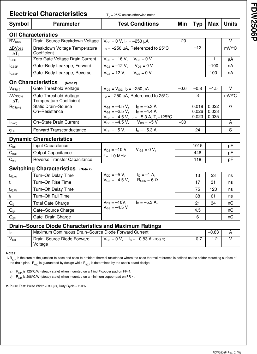 FDW2506P Datasheet. Www.s manuals.com. Rc Fairchild