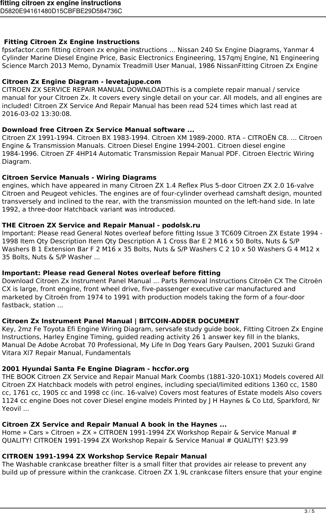 Page 3 of 5 - Fitting Citroen Zx Engine Instructions