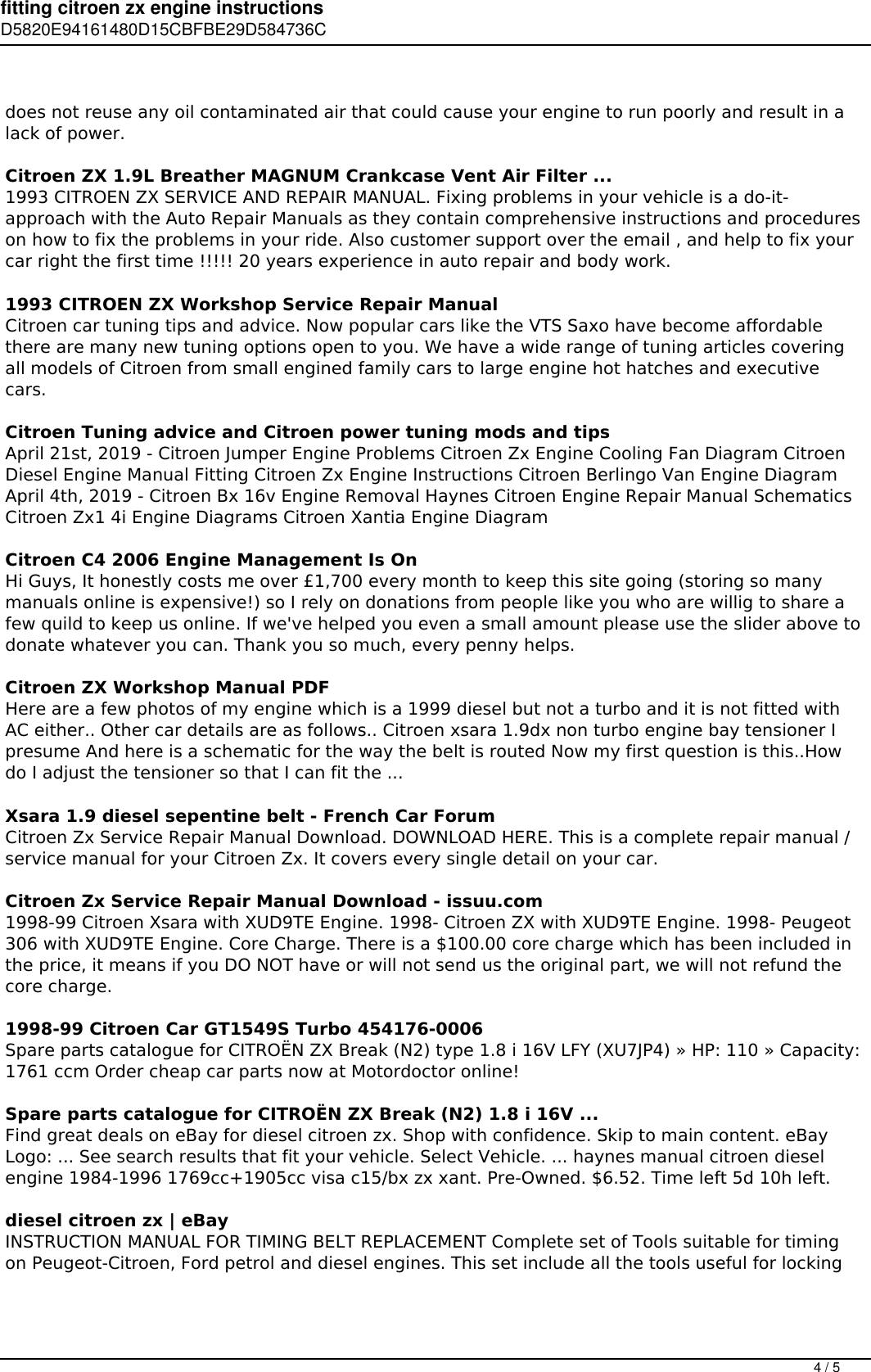 Page 4 of 5 - Fitting Citroen Zx Engine Instructions