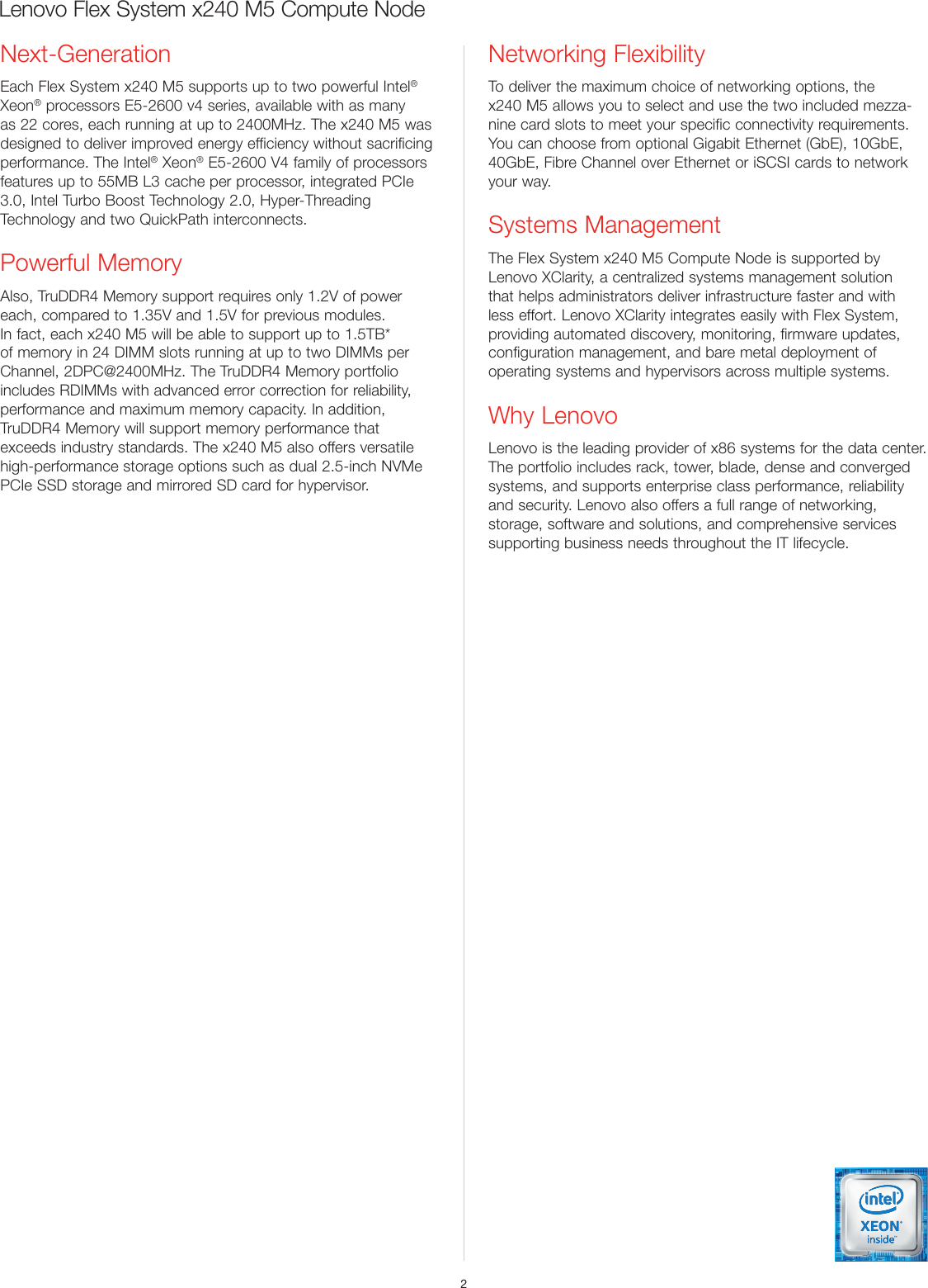 Page 2 of 4 - Flex-system-x240-m5-compute-node-datasheet
