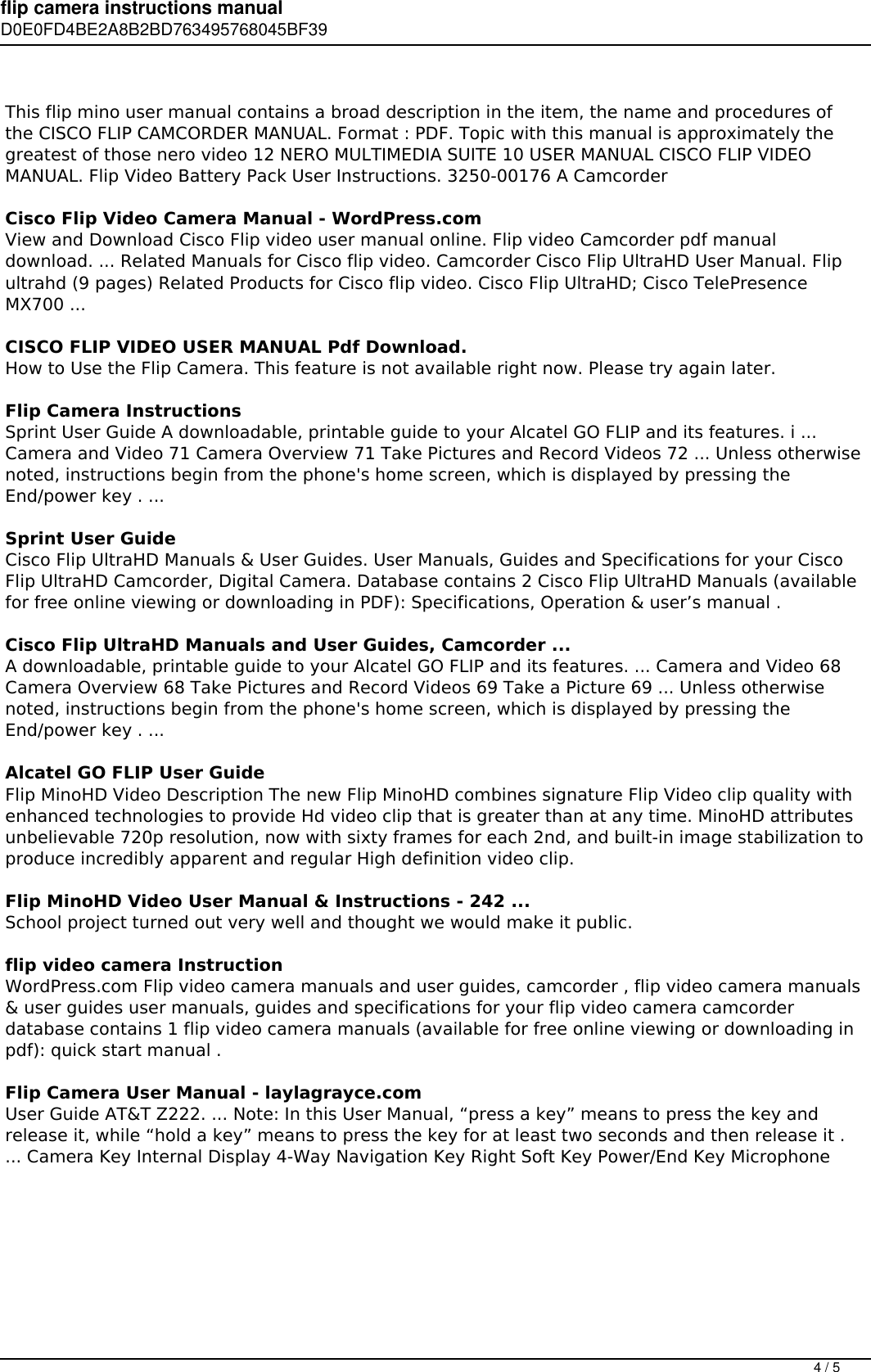 Page 4 of 5 - Flip Camera Instructions Manual