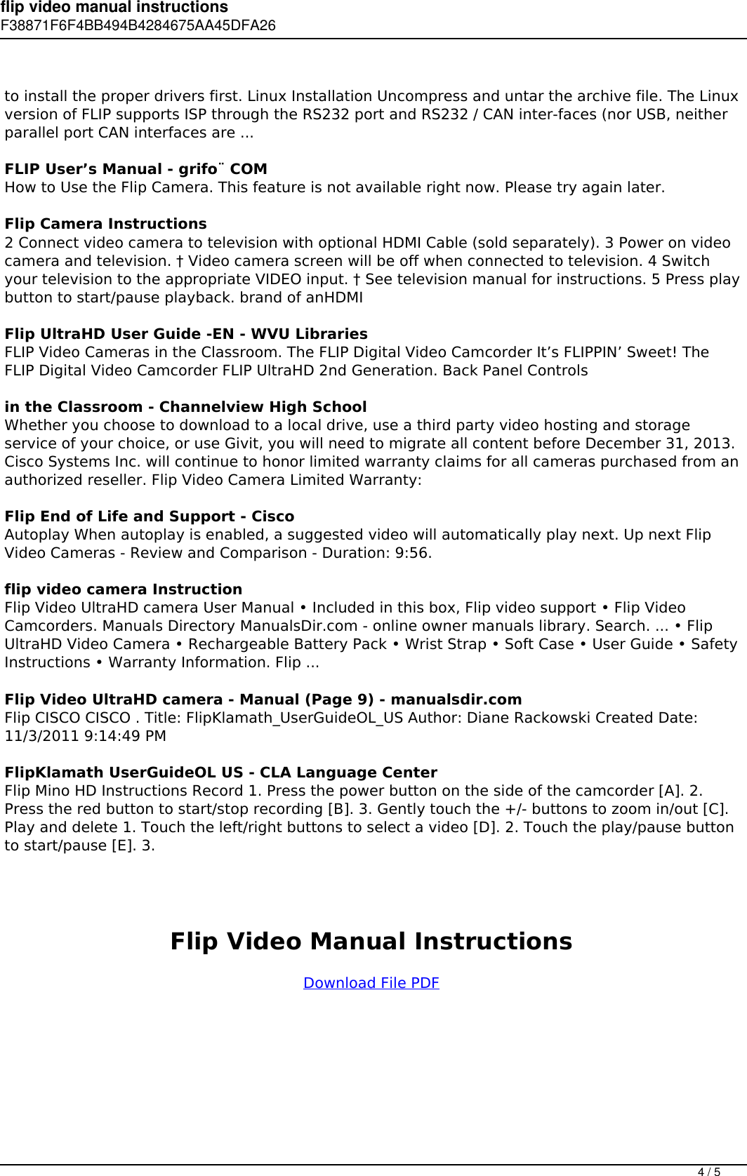 Page 4 of 5 - Flip Video Manual Instructions