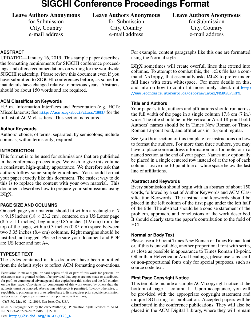 Page 1 of 4 - SIGCHI Conference Proceedings Format Instructions