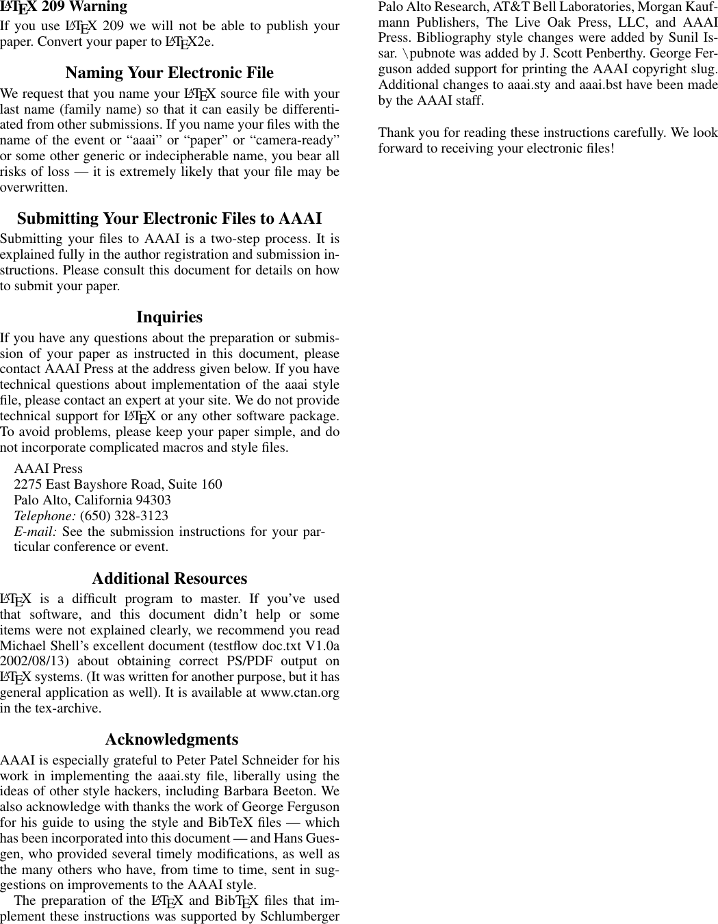 Insert Your Here Formatting instructions latex