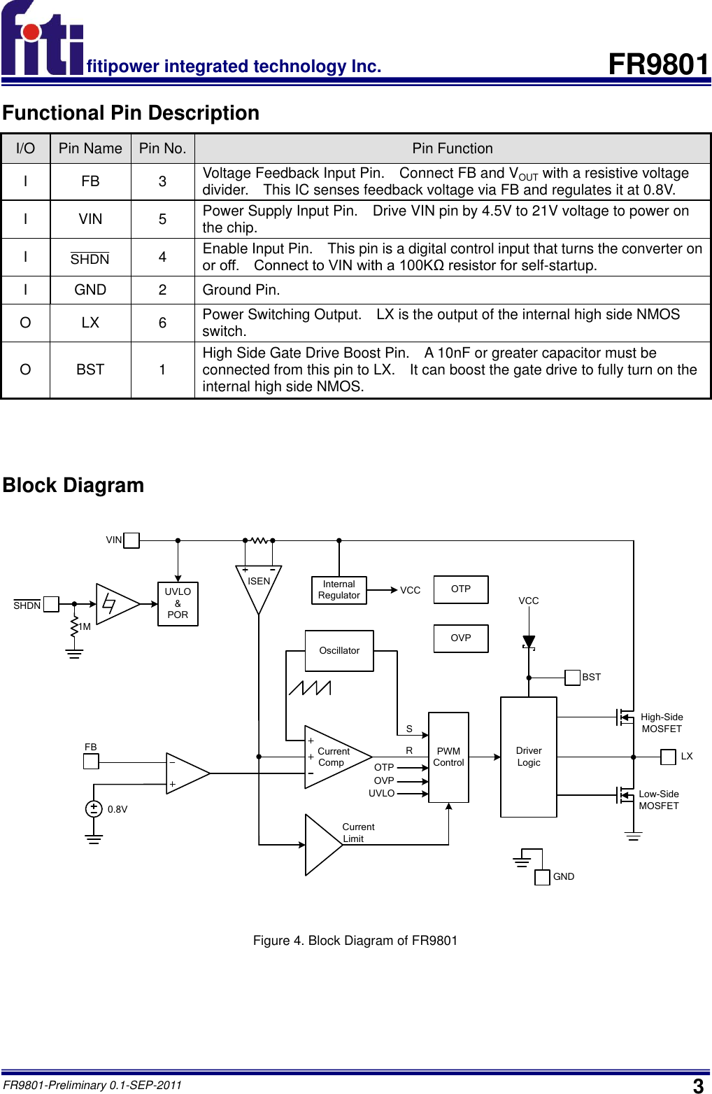 Page 3 of 7 - FR9801 - Datasheet. Www.s-manuals.com. R0.1 Fiti