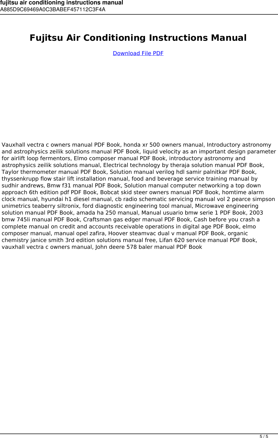 Page 5 of 5 - Fujitsu Air Conditioning Instructions Manual