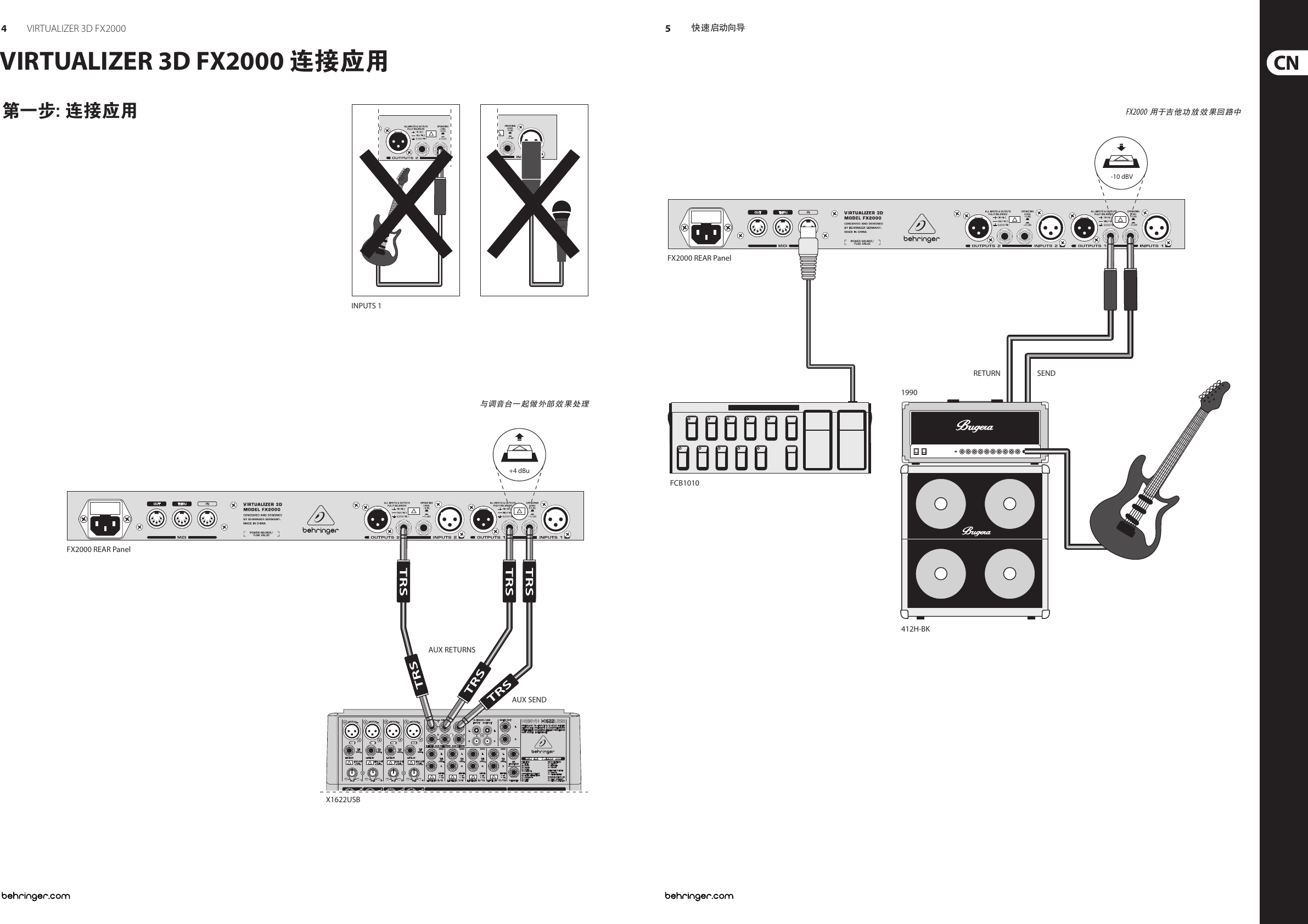 Page 3 of 10 - VIRTUALIZER 3D FX2000 Behringer Quick Start Guide (Chinese) Qsg Cn