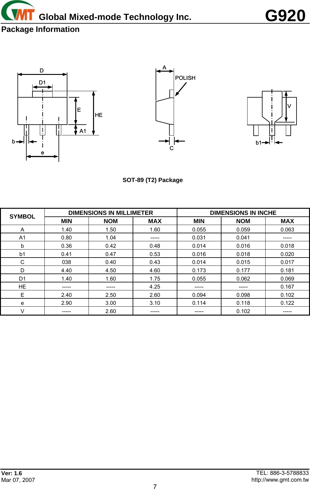 Page 7 of 9 - G920 - Datasheet. Www.s-manuals.com. Gmt