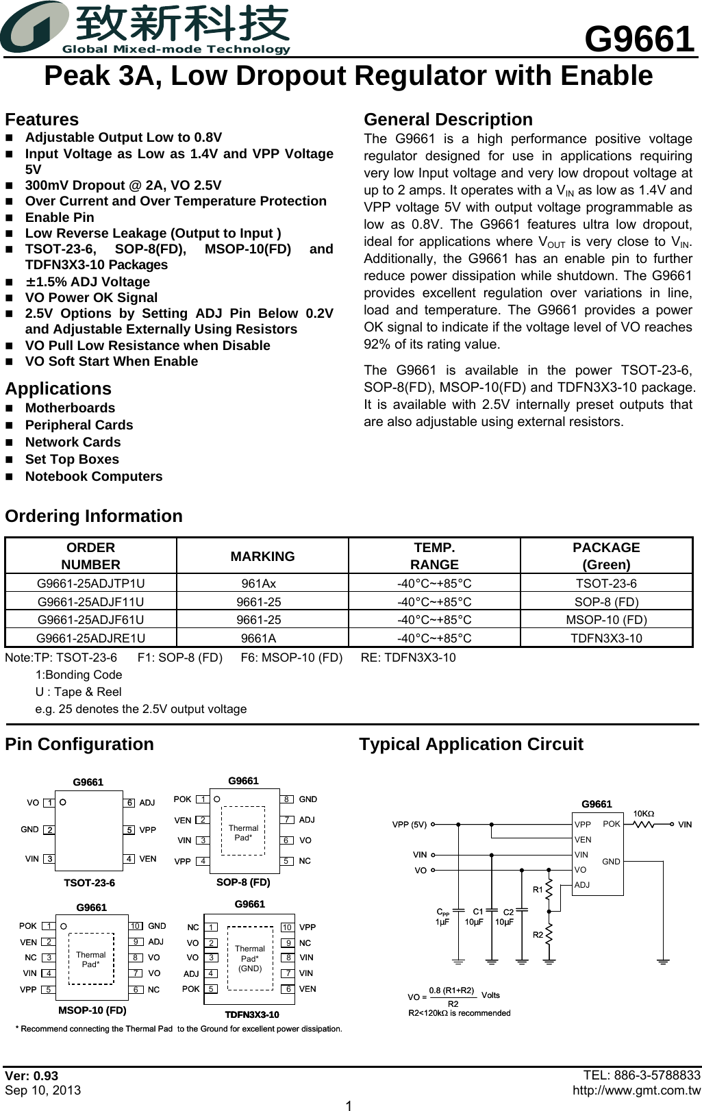 Page 1 of 2 - G9661 - Datatsheet. Www.s-manuals.com. R0.93 Gmt