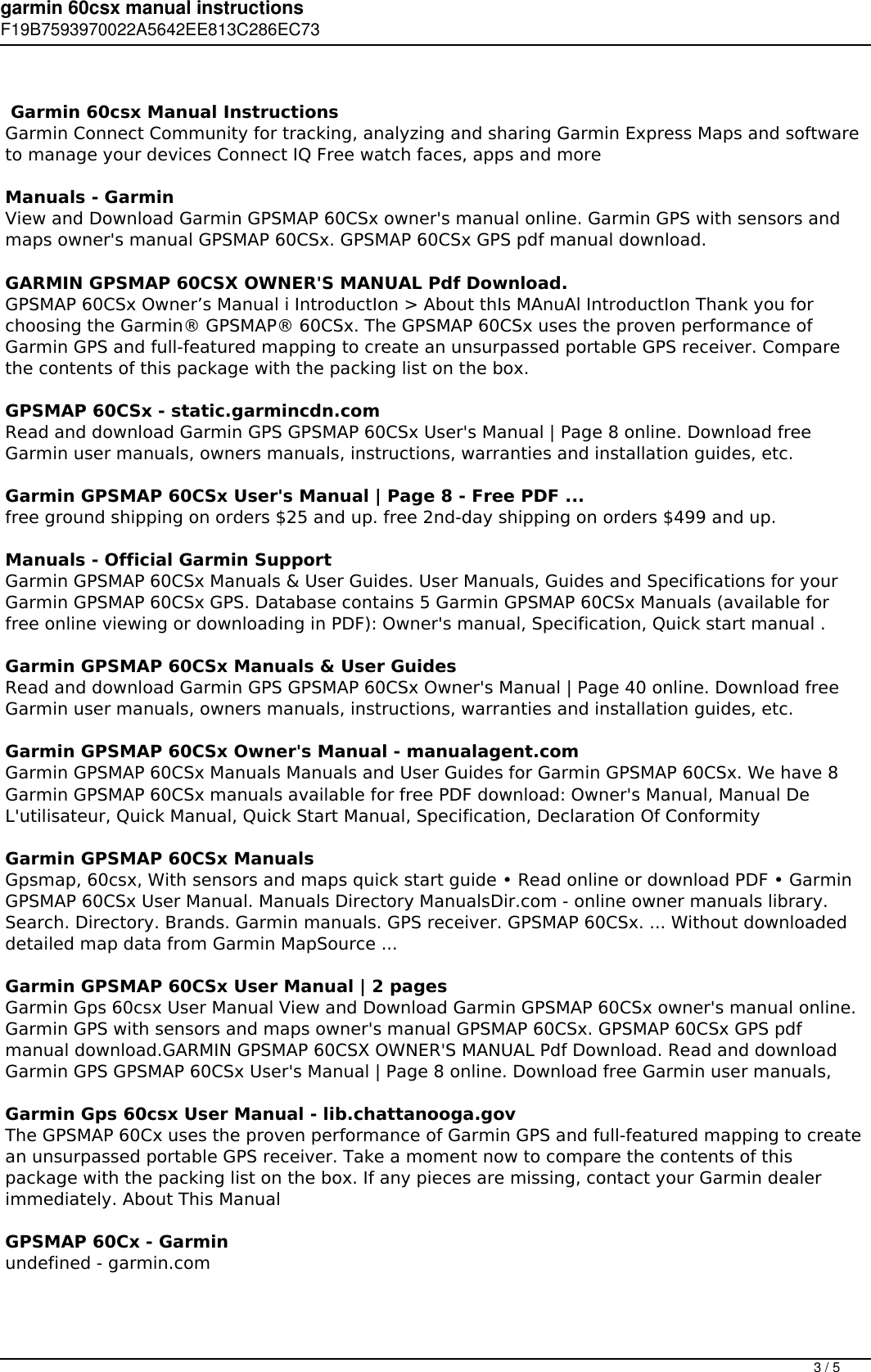 Page 3 of 5 - Garmin 60csx Manual Instructions