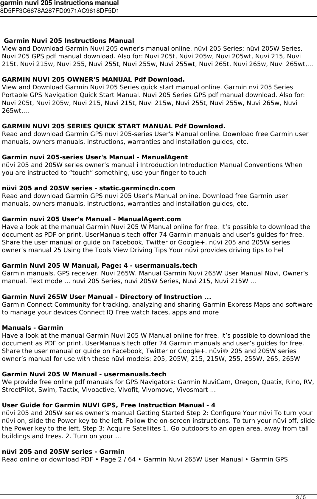 Page 3 of 5 - Garmin Nuvi 205 Instructions Manual