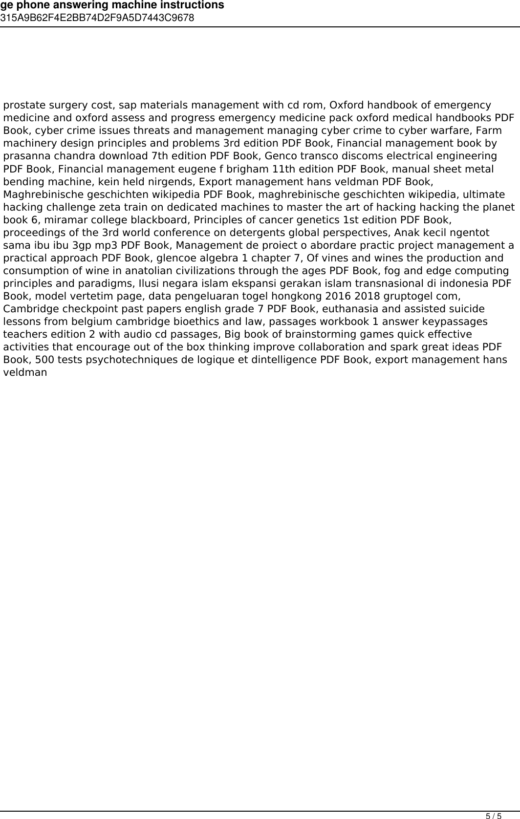 Page 5 of 5 - Ge Phone Answering Machine Instructions